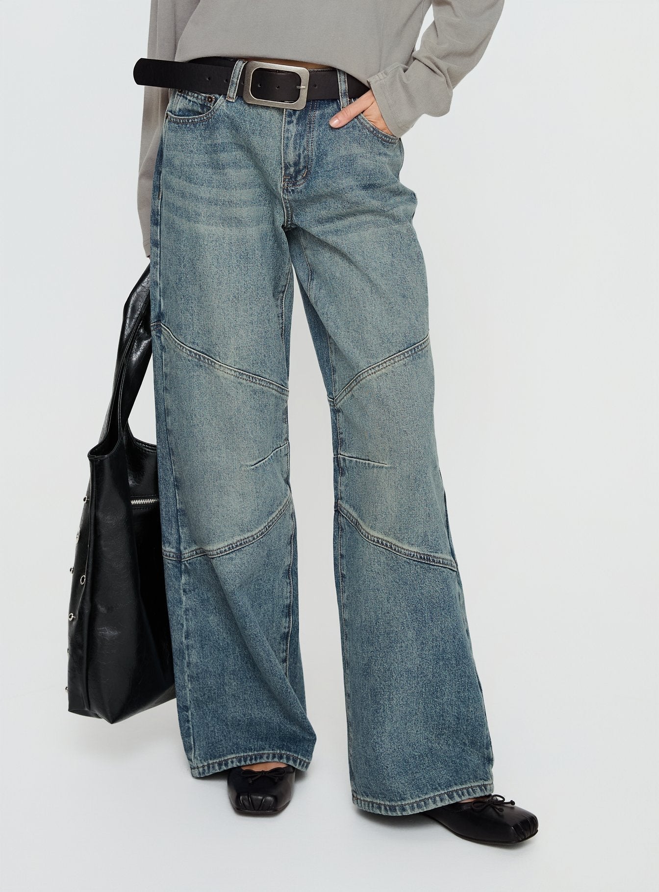 Women's Atmosphere Mid Rise Straight Leg Jeans Antique Wash | Denim jeans in a straight-leg cut & a mid-rise fit 1