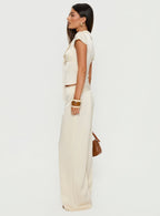 Women's Aubrette Satin Tie Pants Cream | Satin pants with tie-detail & mid-rise fit 3