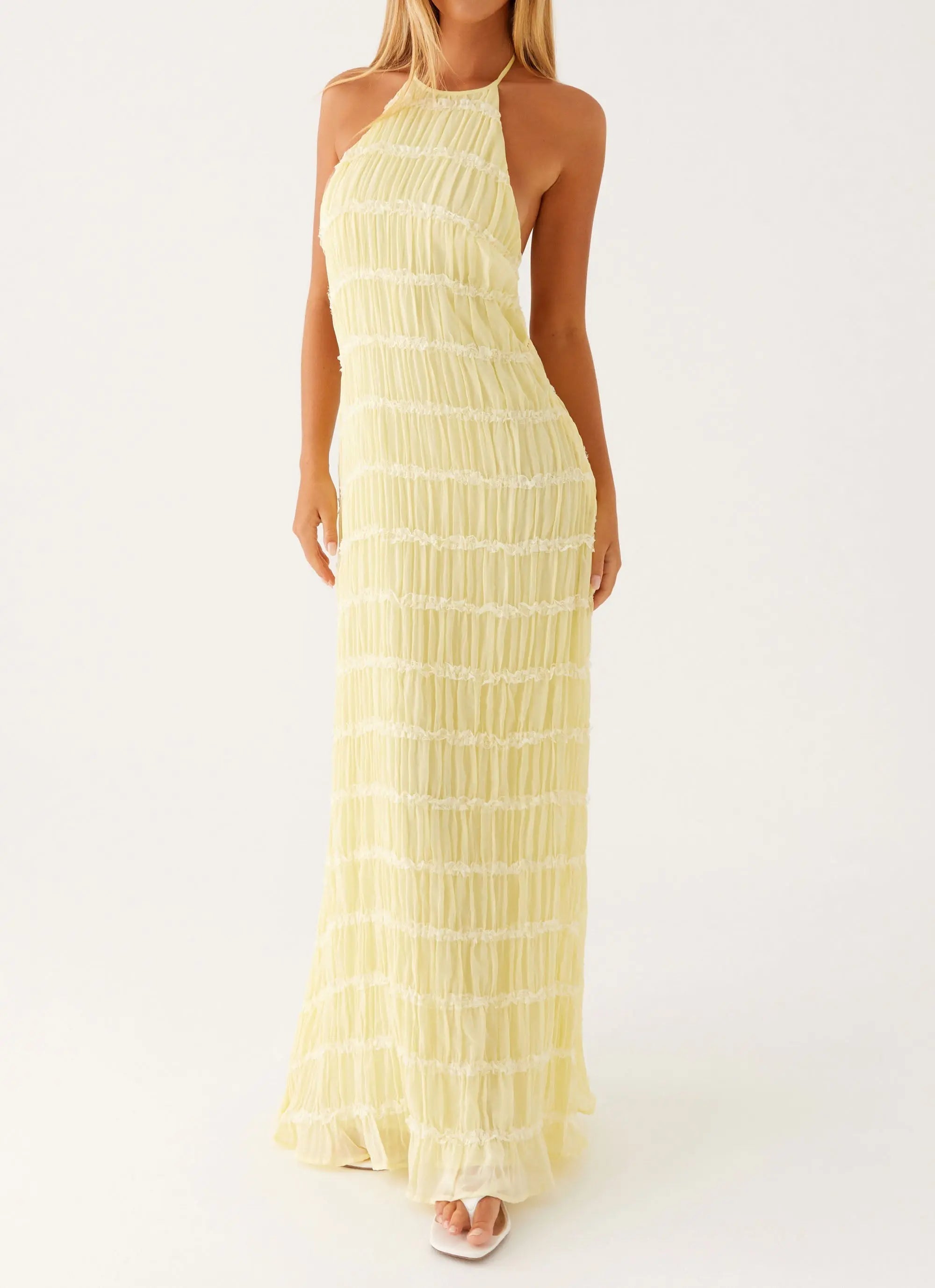 Women's Aullie Collection | Elegant Maxi Dress with Halter Neckline & Lace Detailing | Perfect for Effortless Sophistica 4