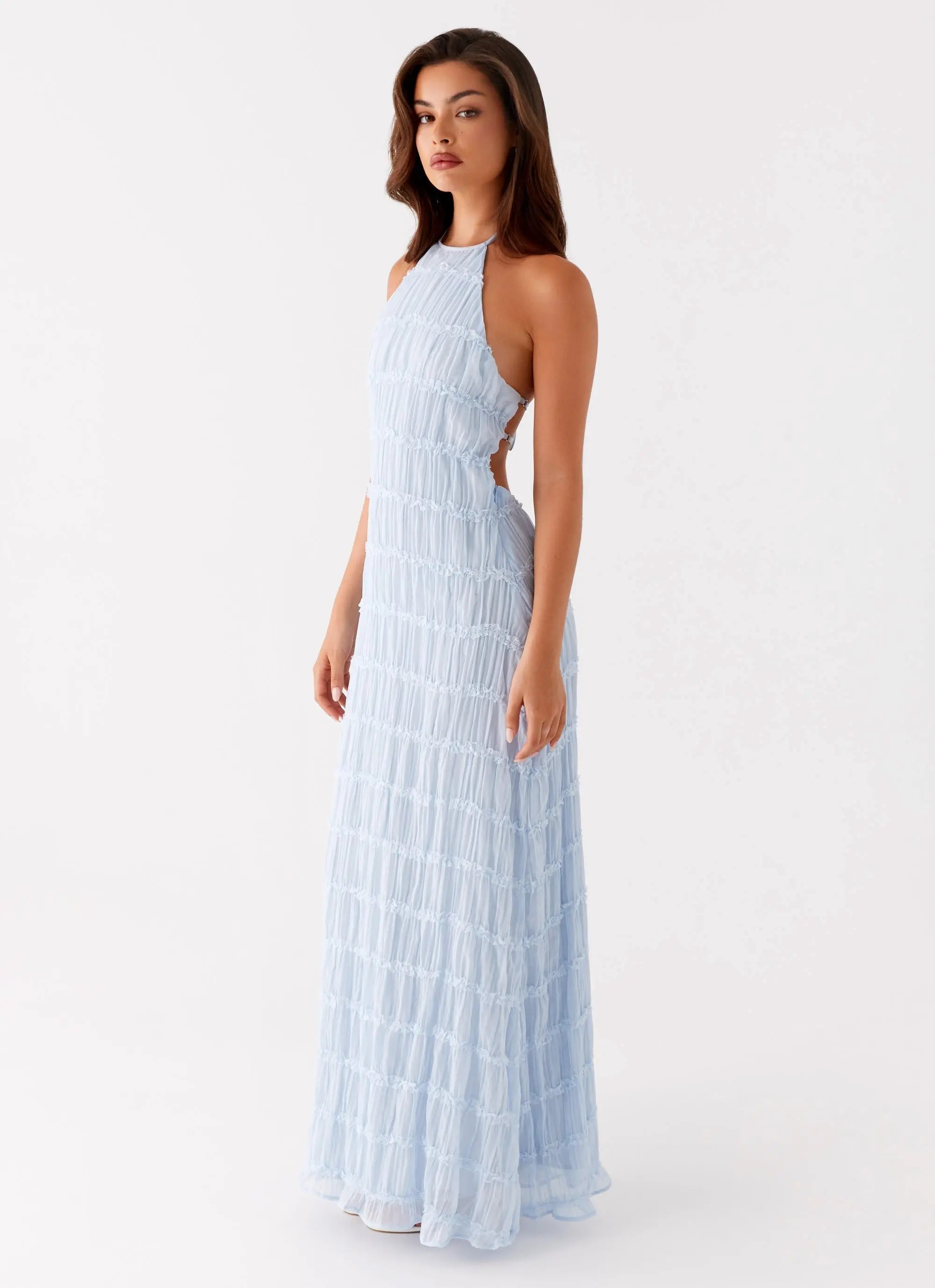 Women's Aullie Collection | Maxi Dress for Women with Halter Neck & Lace Detailing | Elegant Long Dress for Evening Even 0