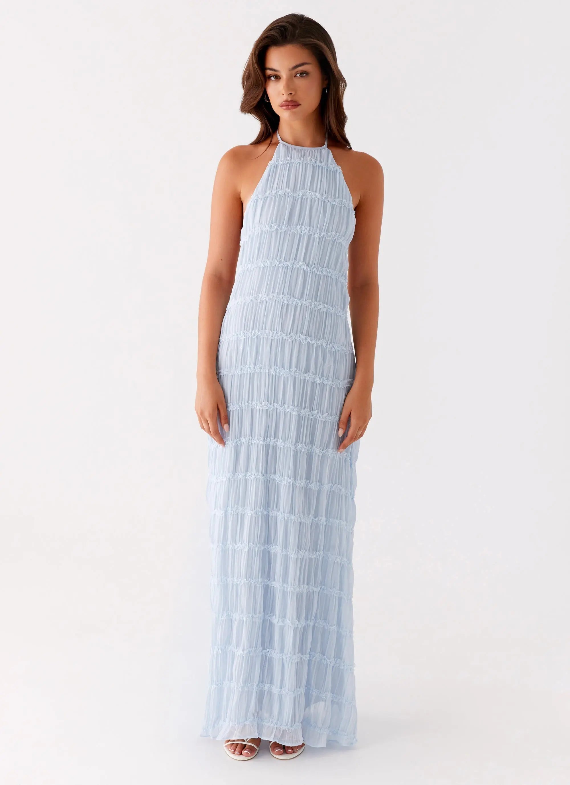 Women's Aullie Collection | Maxi Dress for Women with Halter Neck & Lace Detailing | Elegant Long Dress for Evening Even 1