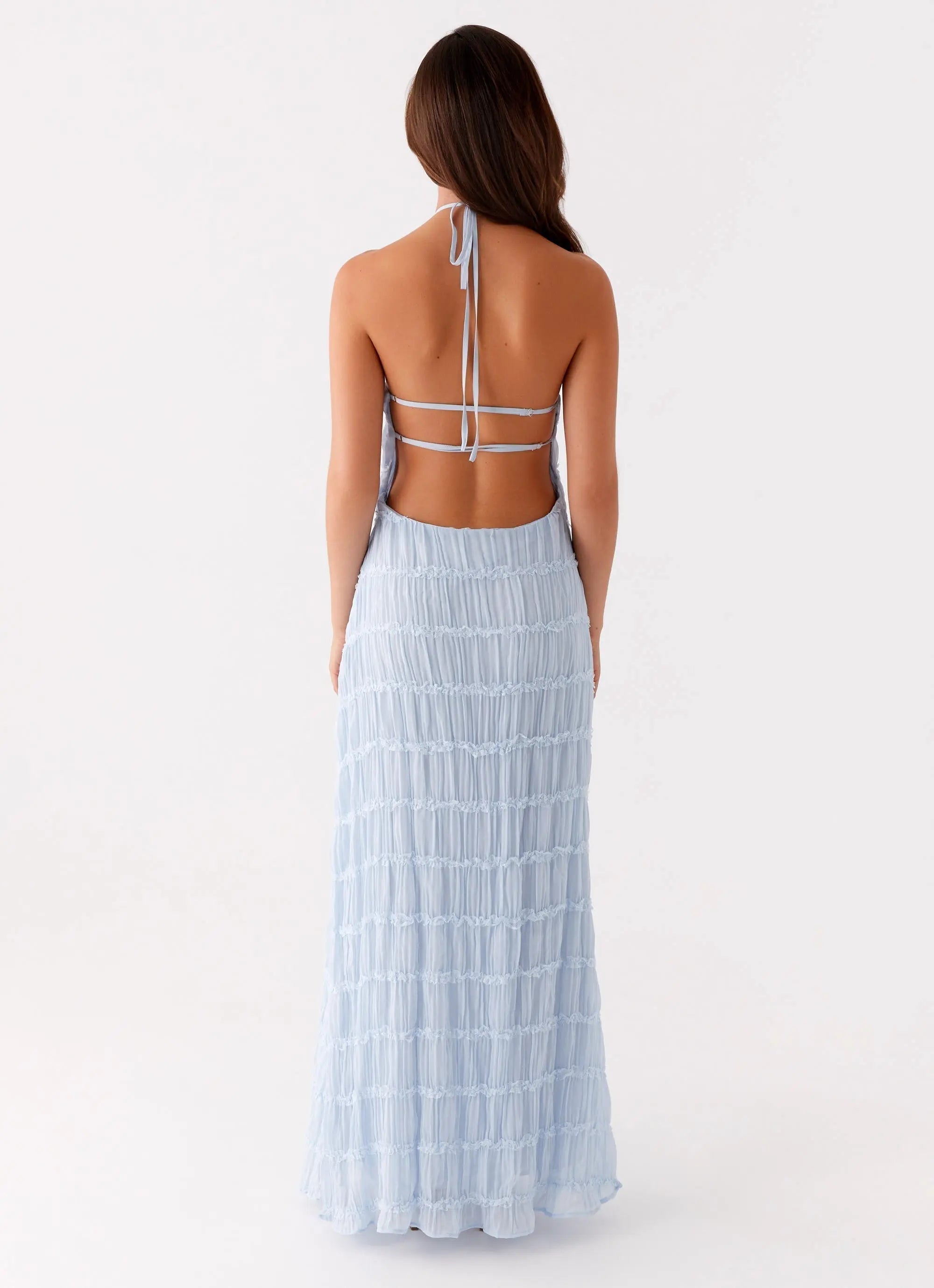 Women's Aullie Collection | Maxi Dress for Women with Halter Neck & Lace Detailing | Elegant Long Dress for Evening Even 2
