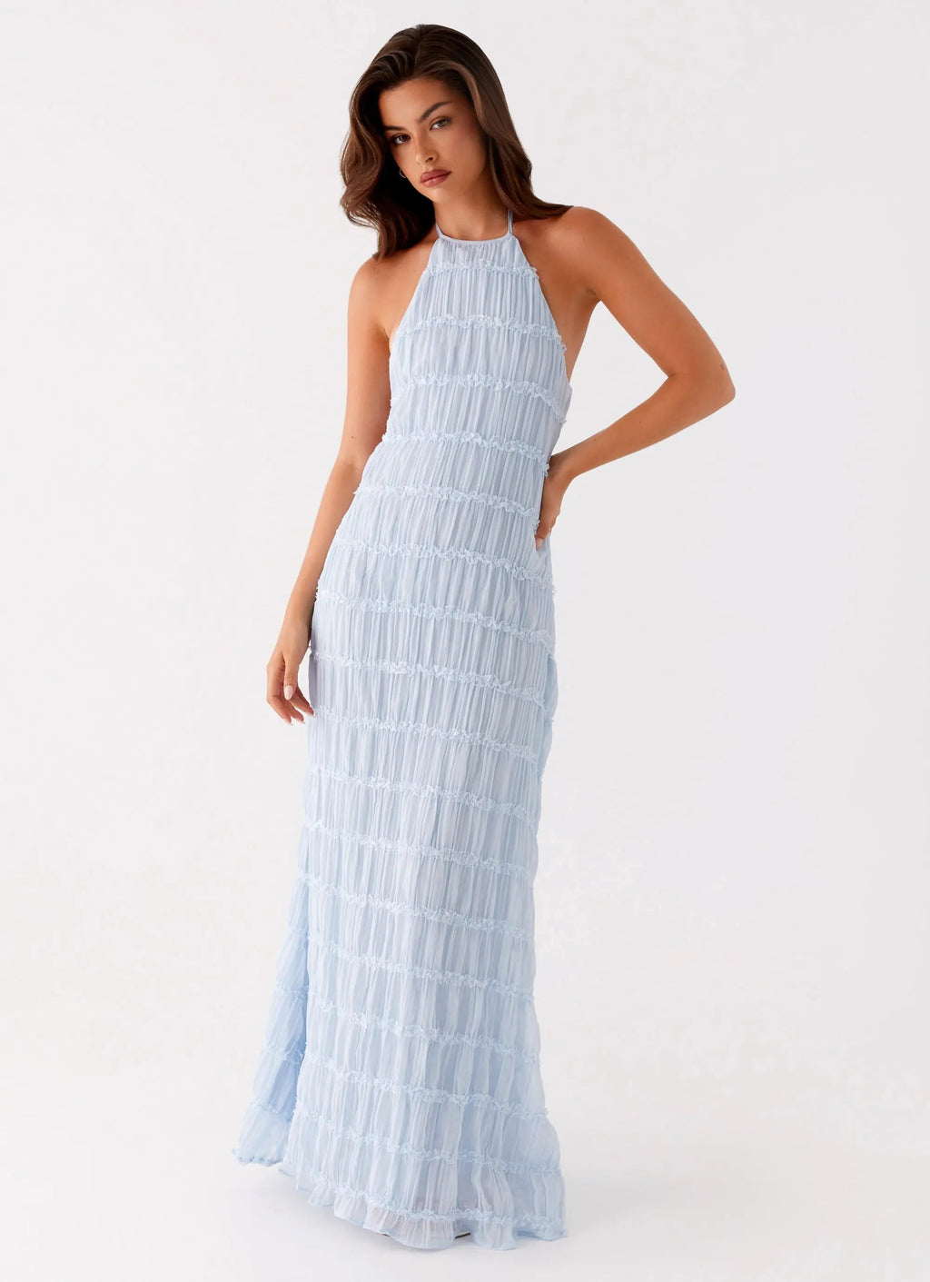 Women's Aullie Collection | Maxi Dress for Women with Halter Neck & Lace Detailing | Elegant Long Dress for Evening Even 5
