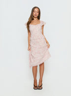 Women's Avaline Asymmetrical Midi Skirt Pink | Asymmetrical midi skirt in floral print 2
