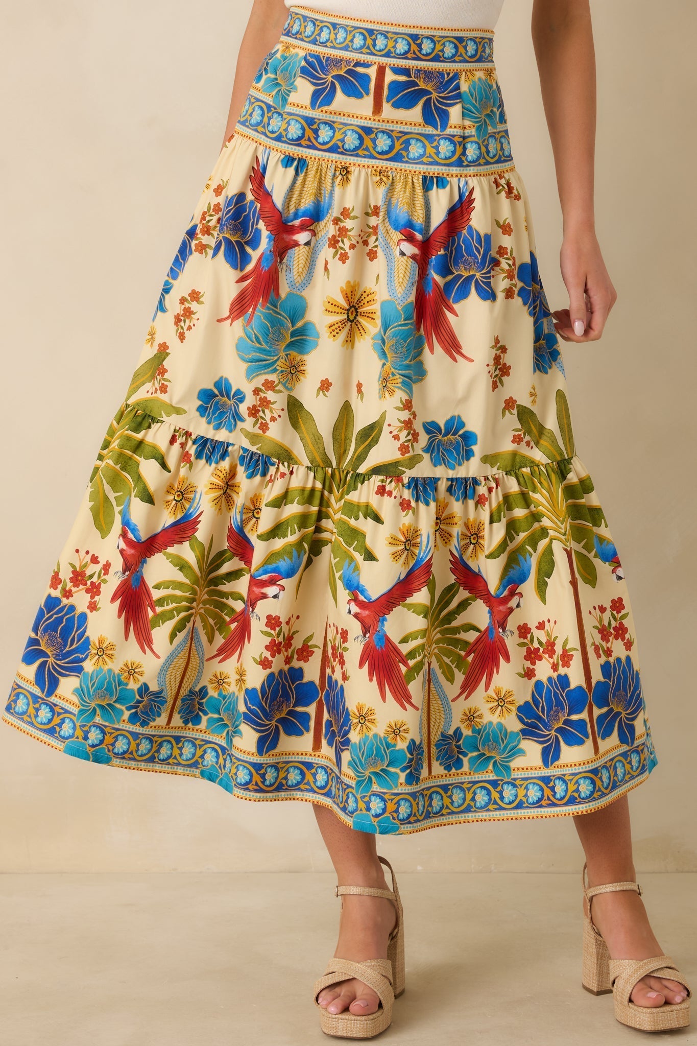 Women's Aylaya Geneva Multi Cotton Tiered Maxi Skirt | 100% Cotton 3