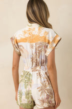 Women's Aylaya Maya Multi Tropical Beach Print Belted Romper | 25% Linen & 75% Viscose 7