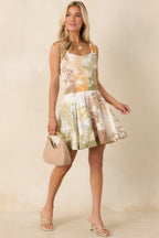 Women's Aylaya Nevaeh Multi Tropical Beach Print Pleated Mini Dress | 25% Linen & 75% Viscose 0