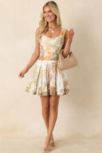 Women's Aylaya Nevaeh Multi Tropical Beach Print Pleated Mini Dress | 25% Linen & 75% Viscose 4