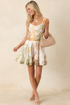 Women's Aylaya Nevaeh Multi Tropical Beach Print Pleated Mini Dress | 25% Linen & 75% Viscose 6