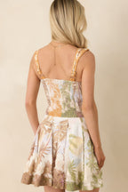 Women's Aylaya Nevaeh Multi Tropical Beach Print Pleated Mini Dress | 25% Linen & 75% Viscose 7