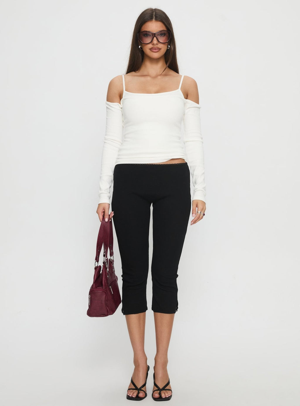 Women's Baseline Rib Capri Pants Black | Pants in ribbed detail & capri-style fit 6