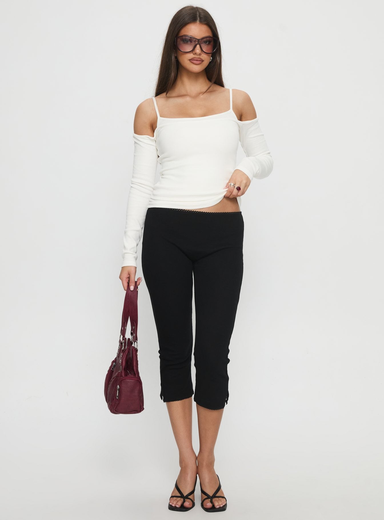 Women's Baseline Rib Capri Pants Black Petite | Princess Polly Petite 2