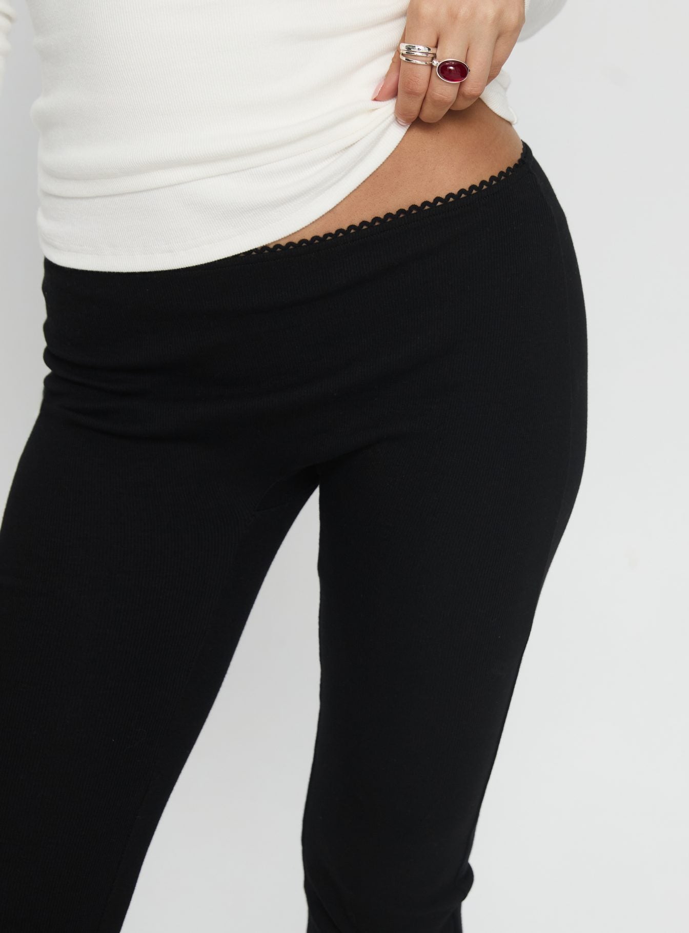 Women's Baseline Rib Capri Pants Black Petite | Princess Polly Petite 5