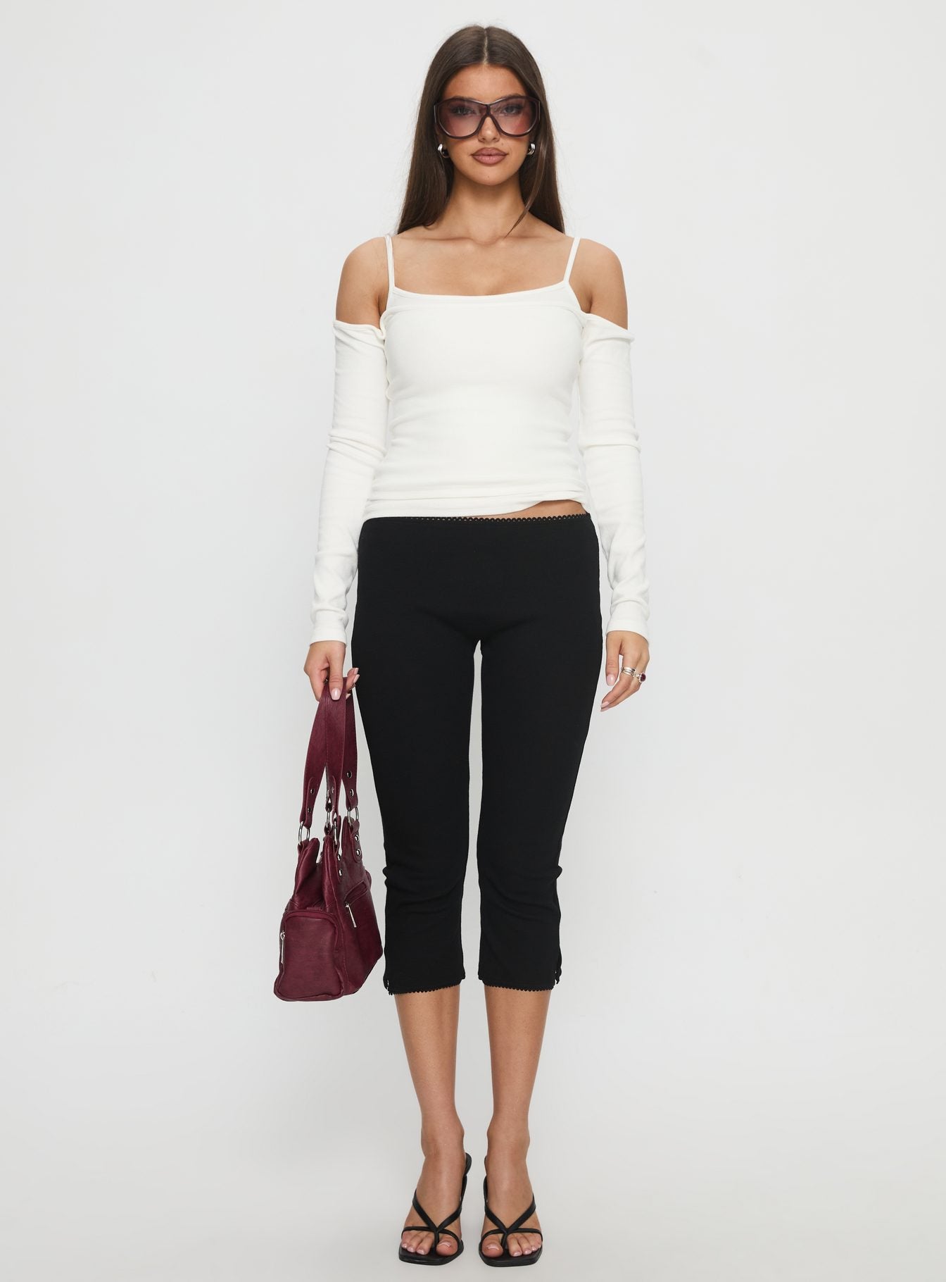 Women's Baseline Rib Capri Pants Black Tall | Princess Polly Tall 6