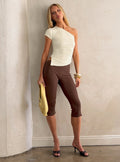 Women's Baseline Rib Capri Pants Chocolate | Pants in ribbed detail & capri-style fit 0