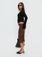 Women's Baseline Rib Capri Pants Chocolate | Pants in ribbed detail & capri-style fit 4