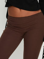 Women's Baseline Rib Capri Pants Chocolate | Pants in ribbed detail & capri-style fit 6