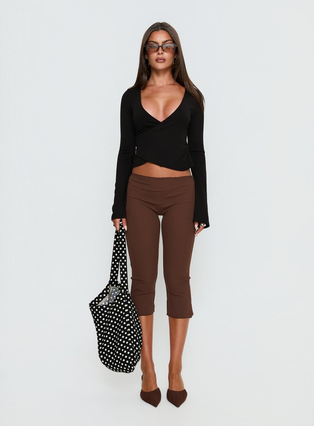 Women's Baseline Rib Capri Pants Chocolate | Pants in ribbed detail & capri-style fit 7