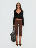 Women's Baseline Rib Capri Pants Chocolate | Pants in ribbed detail & capri-style fit 7