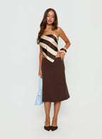 Women's Baseline Rib Midi Skirt Chocolate | Midi skirt in ribbed material 1