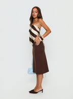Women's Baseline Rib Midi Skirt Chocolate | Midi skirt in ribbed material 3