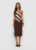 Women's Baseline Rib Midi Skirt Chocolate | Midi skirt in ribbed material 6