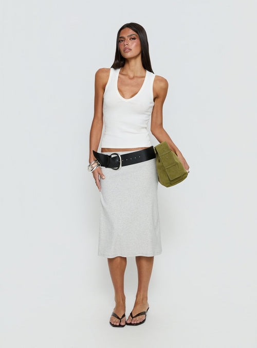 Women's Baseline Rib Midi Skirt Grey Marle | Midi skirt in ribbed detail 1