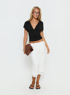 Women's Basma Bloomer Trouser Pants Rayon White | Bloomer trouser pants in mid-rise fit 2