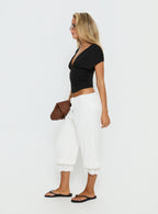Women's Basma Bloomer Trouser Pants Rayon White | Bloomer trouser pants in mid-rise fit 3