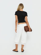 Women's Basma Bloomer Trouser Pants Rayon White | Bloomer trouser pants in mid-rise fit 4