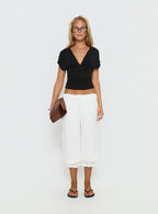 Women's Basma Bloomer Trouser Pants Rayon White | Bloomer trouser pants in mid-rise fit 6