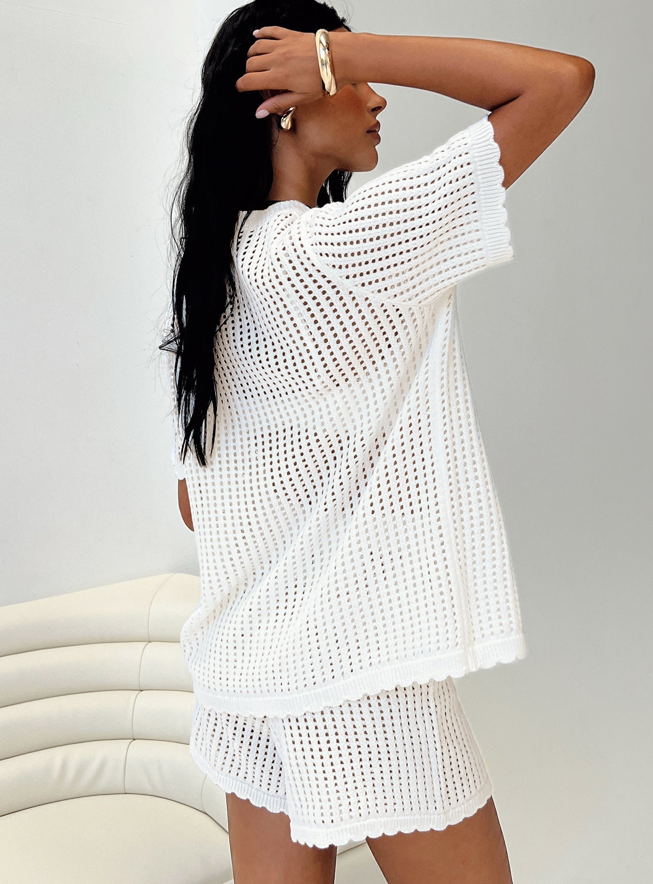 Women's Beach Day Knit Set White | Crochet matching set 5