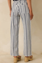 Women's Boardwalk Bound Navy Stripe Cotton Wide Leg Pants | 94.2% Cotton 5