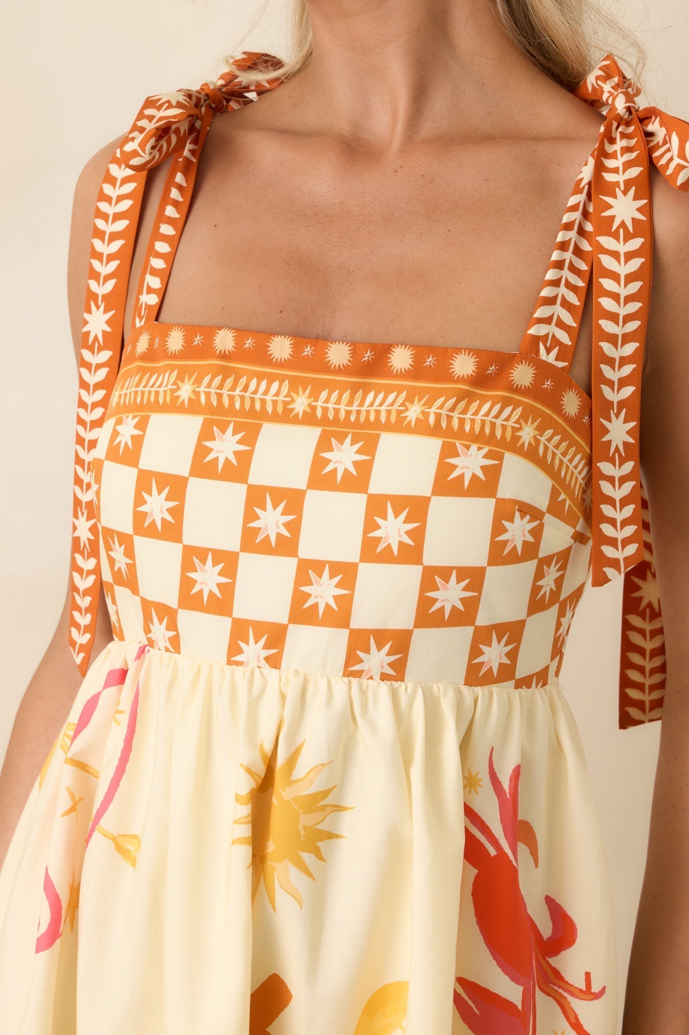 Women's Born for the Beach Ivory Multi Tropical Zodiac Print Cotton Maxi Dress | 100% Cotton 1