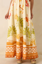 Women's Born for the Beach Ivory Multi Tropical Zodiac Print Cotton Maxi Dress | 100% Cotton 3