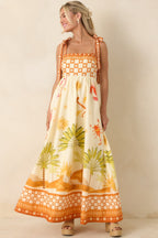 Women's Born for the Beach Ivory Multi Tropical Zodiac Print Cotton Maxi Dress | 100% Cotton 5