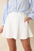 Women's Breeze Through It White Cotton Flowy Wide-Leg Shorts | 100% Cotton 0