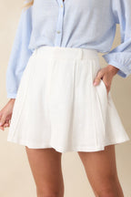 Women's Breeze Through It White Cotton Flowy Wide-Leg Shorts | 100% Cotton 0