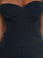 Women's Briana Set Navy Pinstripe | Tailored pinstripe matching set 5