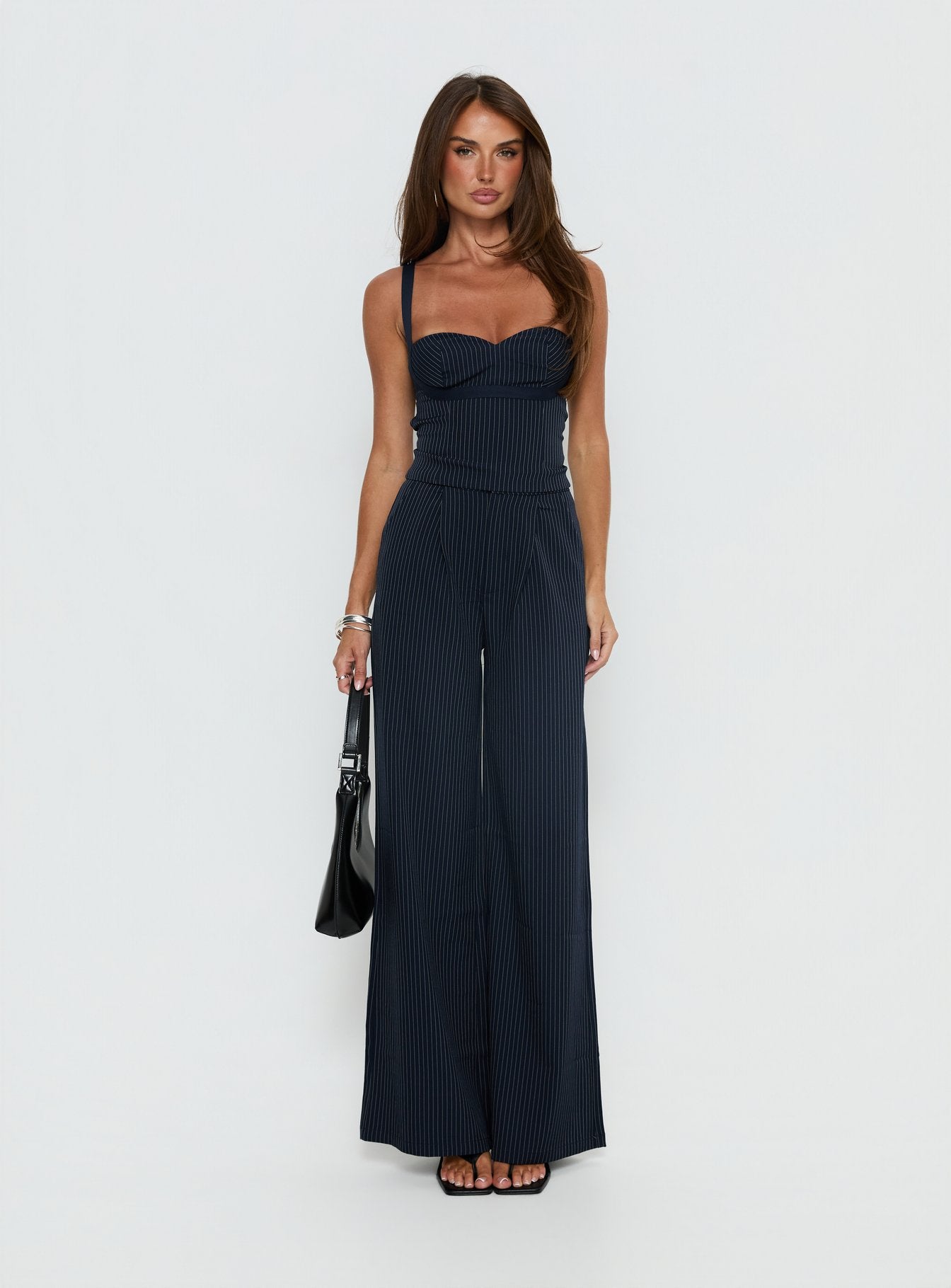 Women's Briana Set Navy Pinstripe | Tailored pinstripe matching set 6