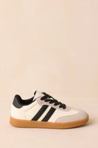 Women's Bring The Good Vibes Ivory Faux Leather Lace-Up Sneakers | Sole measures 1" 0