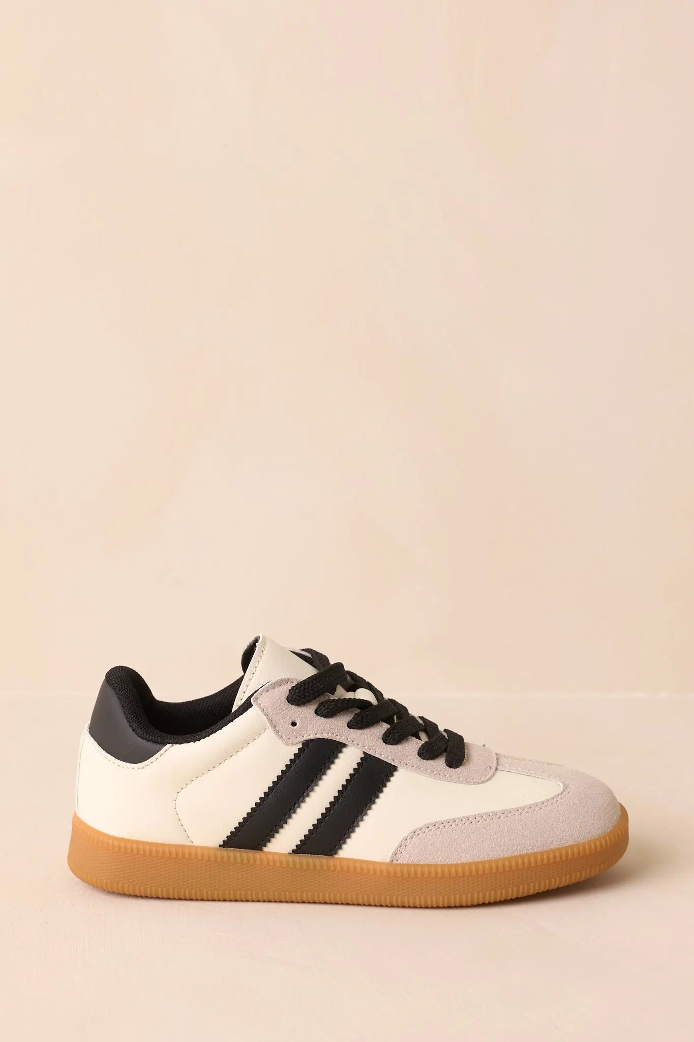 Women's Bring The Good Vibes Ivory Faux Leather Lace-Up Sneakers | Sole measures 1" 0
