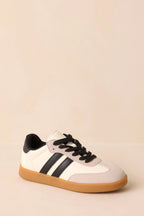 Women's Bring The Good Vibes Ivory Faux Leather Lace-Up Sneakers | Sole measures 1" 1