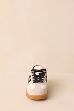 Women's Bring The Good Vibes Ivory Faux Leather Lace-Up Sneakers | Sole measures 1" 2