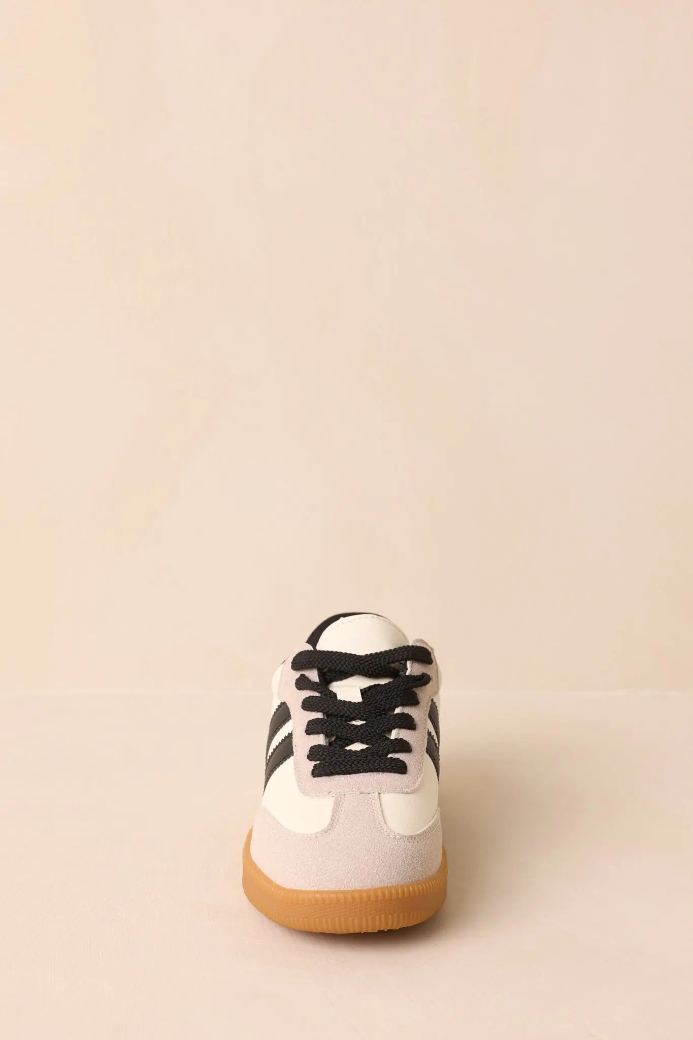 Women's Bring The Good Vibes Ivory Faux Leather Lace-Up Sneakers | Sole measures 1" 2