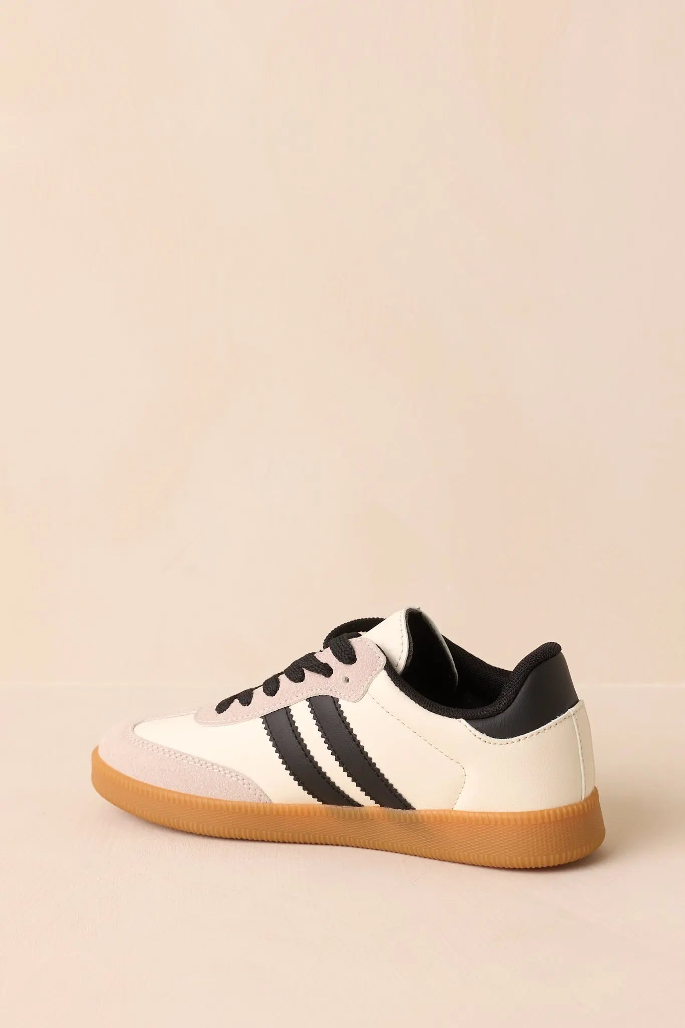 Women's Bring The Good Vibes Ivory Faux Leather Lace-Up Sneakers | Sole measures 1" 3