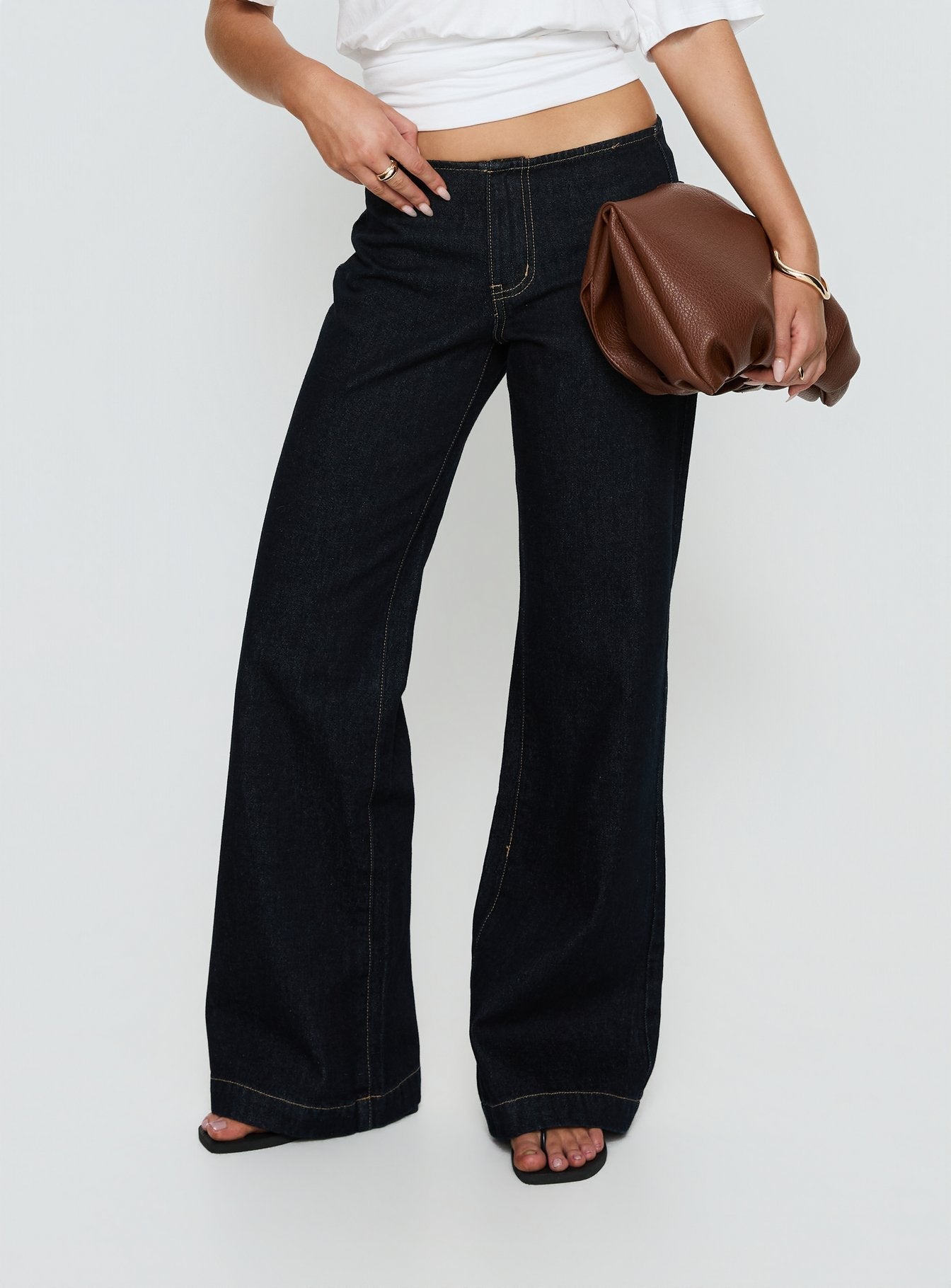 Women's Buenos No Waist Low Rise Straight Leg Jeans Raw Denim | Denim jeans with low-rise & a no waistband design 1
