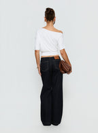 Women's Buenos No Waist Low Rise Straight Leg Jeans Raw Denim | Denim jeans with low-rise & a no waistband design 4