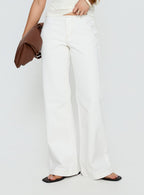 Women's Buenos No Waist Low Rise Straight Leg Jeans White | Denim jeans with low-rise & a no waistband design 1