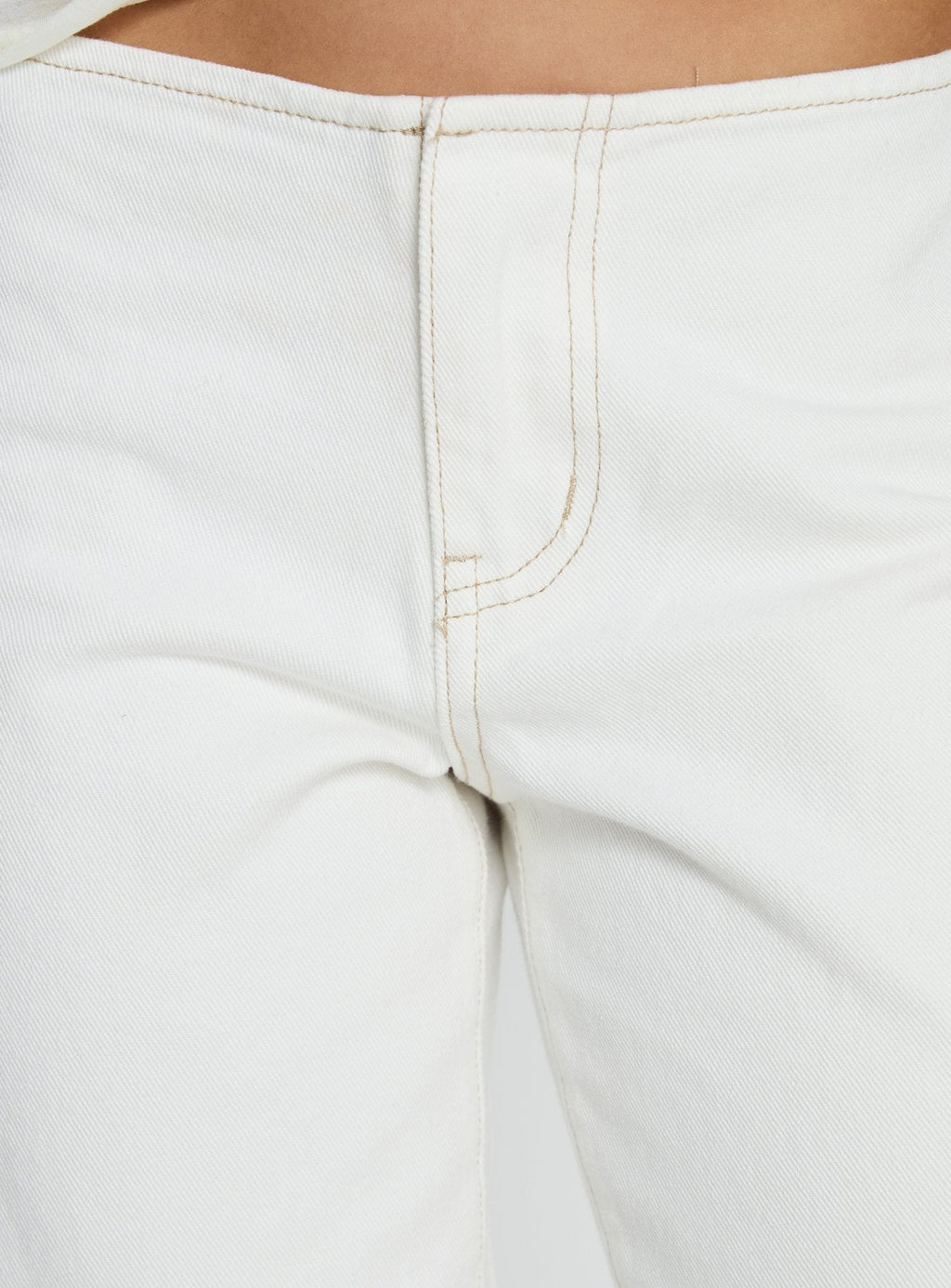 Women's Buenos No Waist Low Rise Straight Leg Jeans White | Denim jeans with low-rise & a no waistband design 5